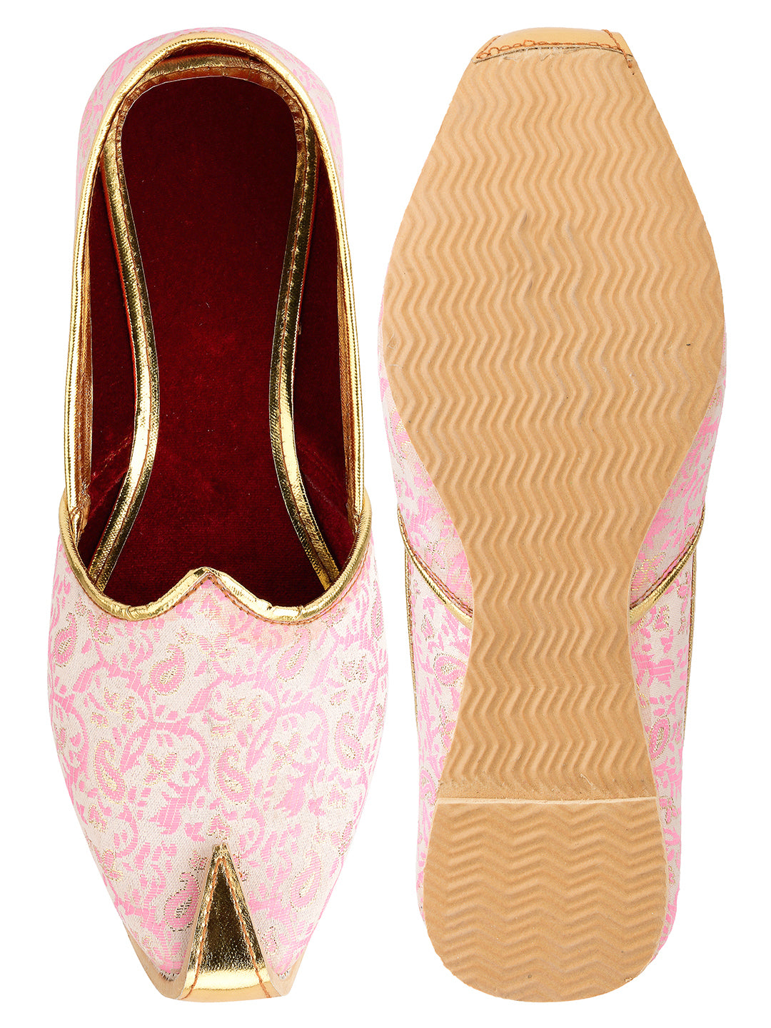 DESI COLOUR Mens Pink Ethnic Footwear/Punjabi Jutti