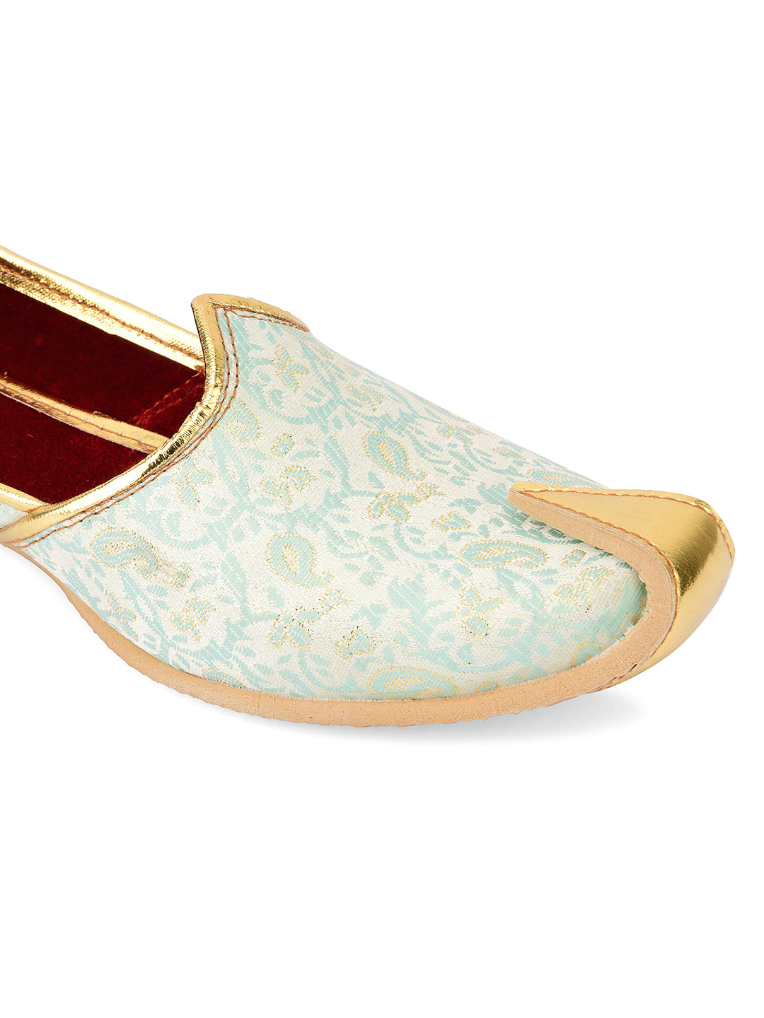 DESI COLOUR Mens Sea Green Ethnic Footwear/Punjabi Jutti