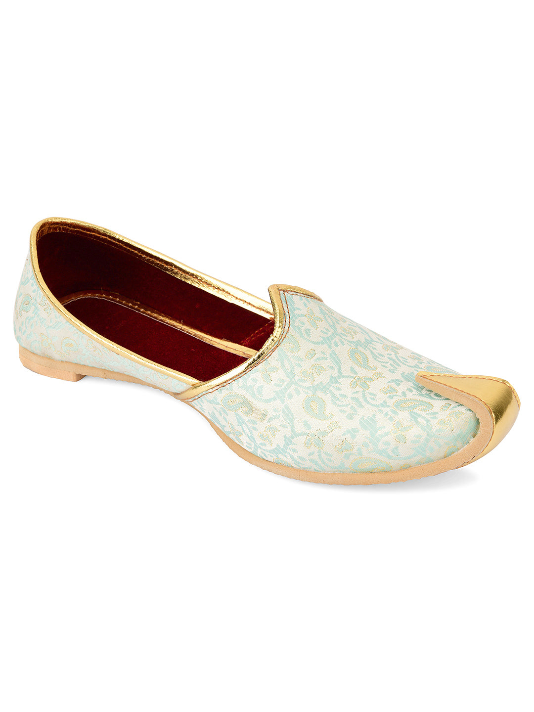 DESI COLOUR Mens Sea Green Ethnic Footwear/Punjabi Jutti