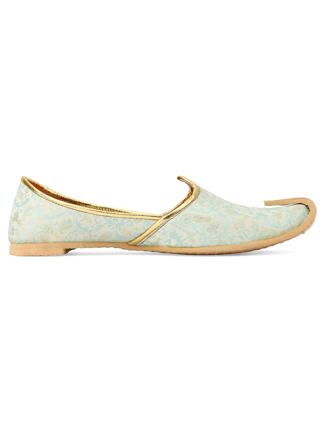 DESI COLOUR Mens Sea Green Ethnic Footwear/Punjabi Jutti