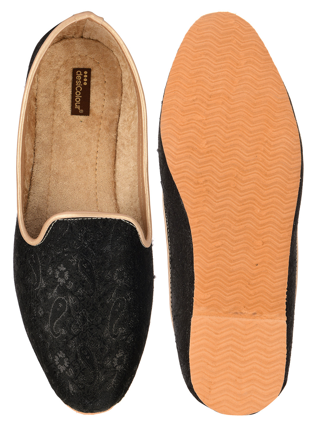 DESI COLOUR Mens Gold Ethnic Footwear/Punjabi Jutti