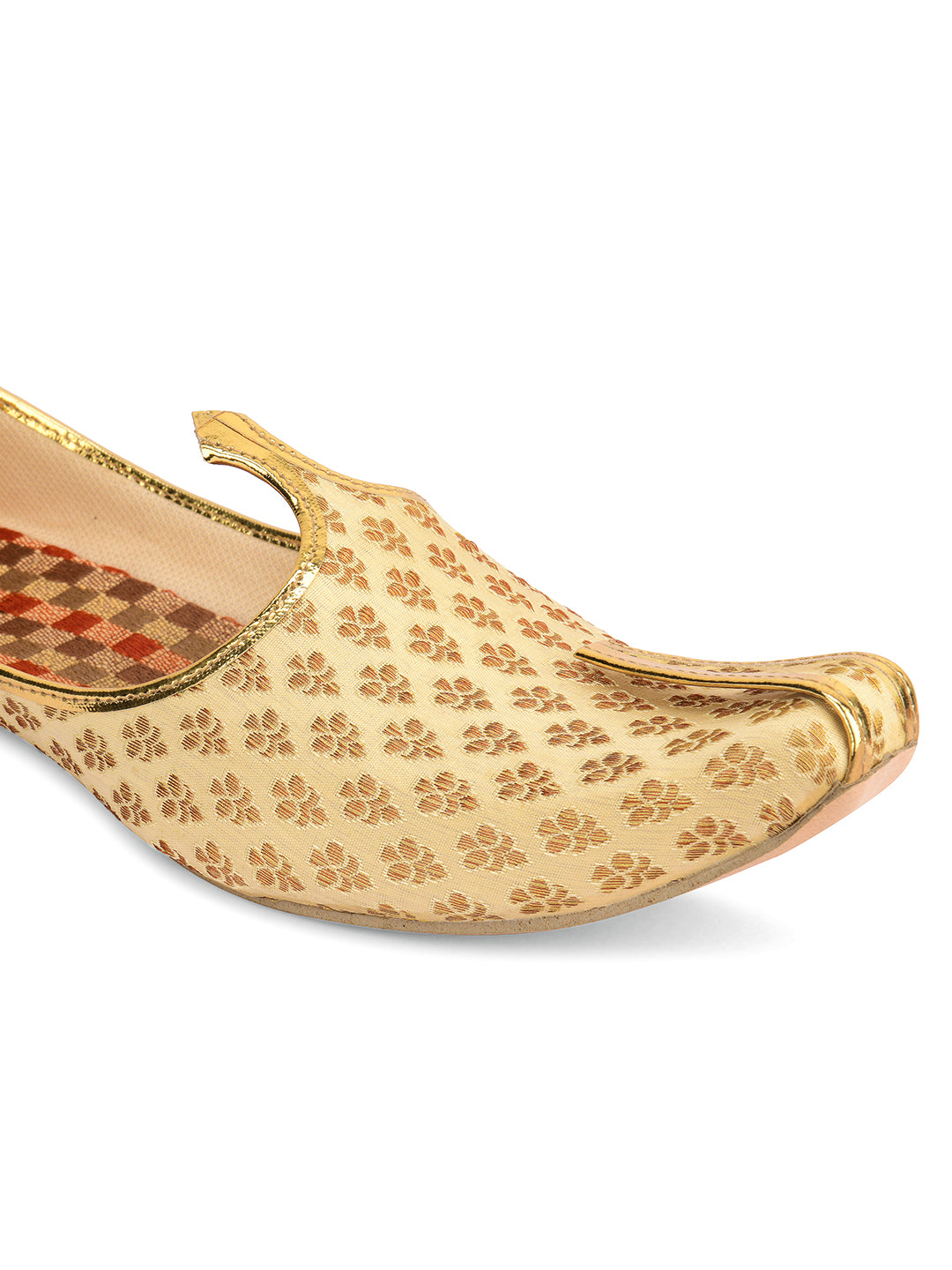 DESI COLOUR Mens Gold Ethnic Footwear/Punjabi Jutti