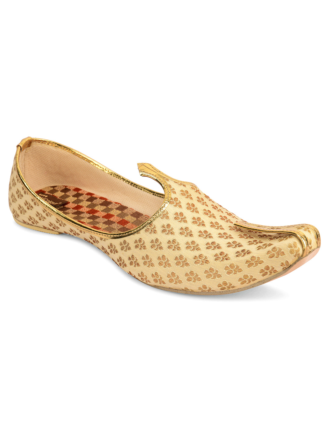 DESI COLOUR Mens Gold Ethnic Footwear/Punjabi Jutti