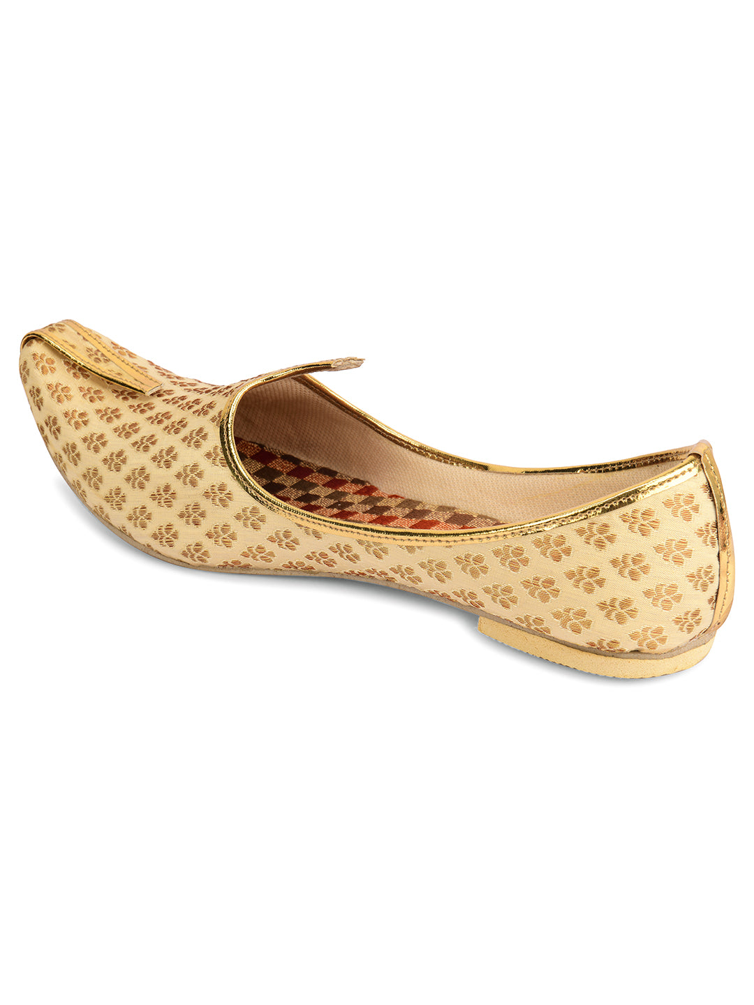 DESI COLOUR Mens Gold Ethnic Footwear/Punjabi Jutti