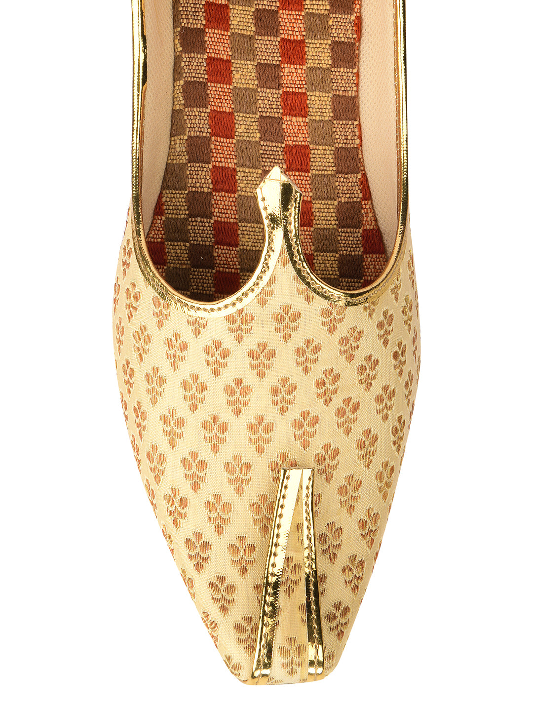DESI COLOUR Mens Gold Ethnic Footwear/Punjabi Jutti
