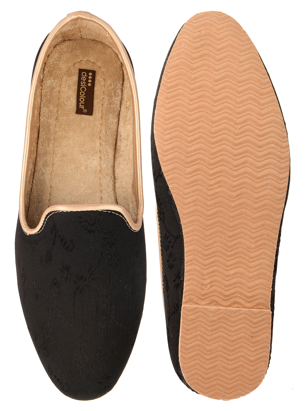 DESI COLOUR Mens Gold Ethnic Footwear/Punjabi Jutti