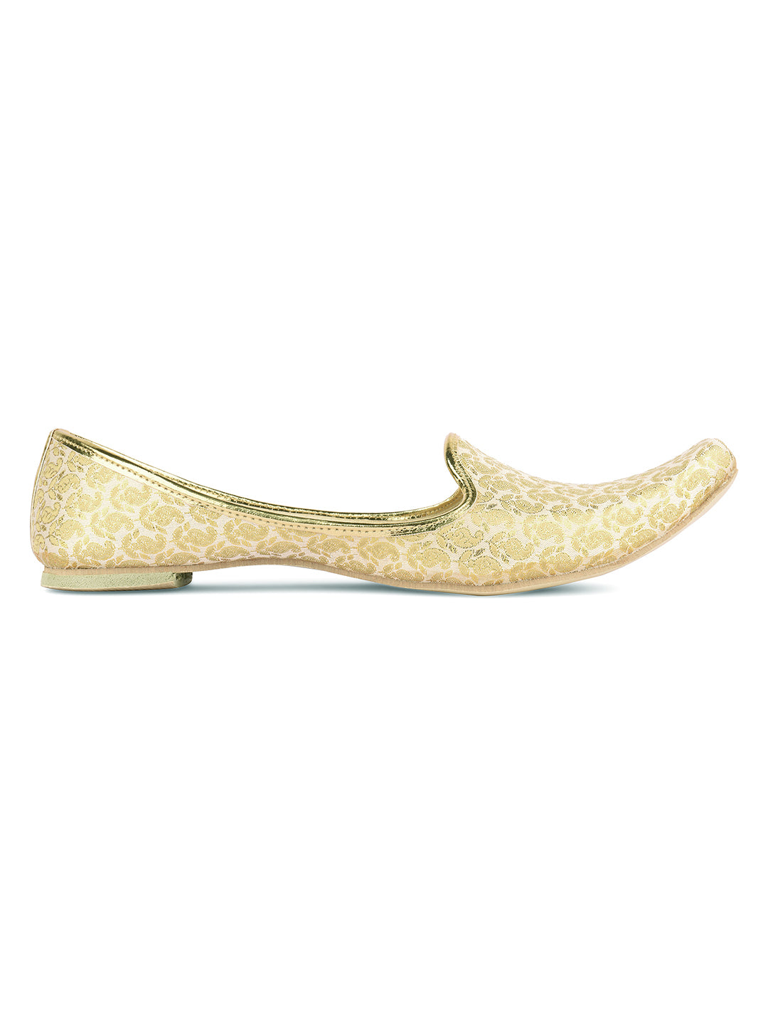 DESI COLOUR Mens Gold Ethnic Footwear/Punjabi Jutti