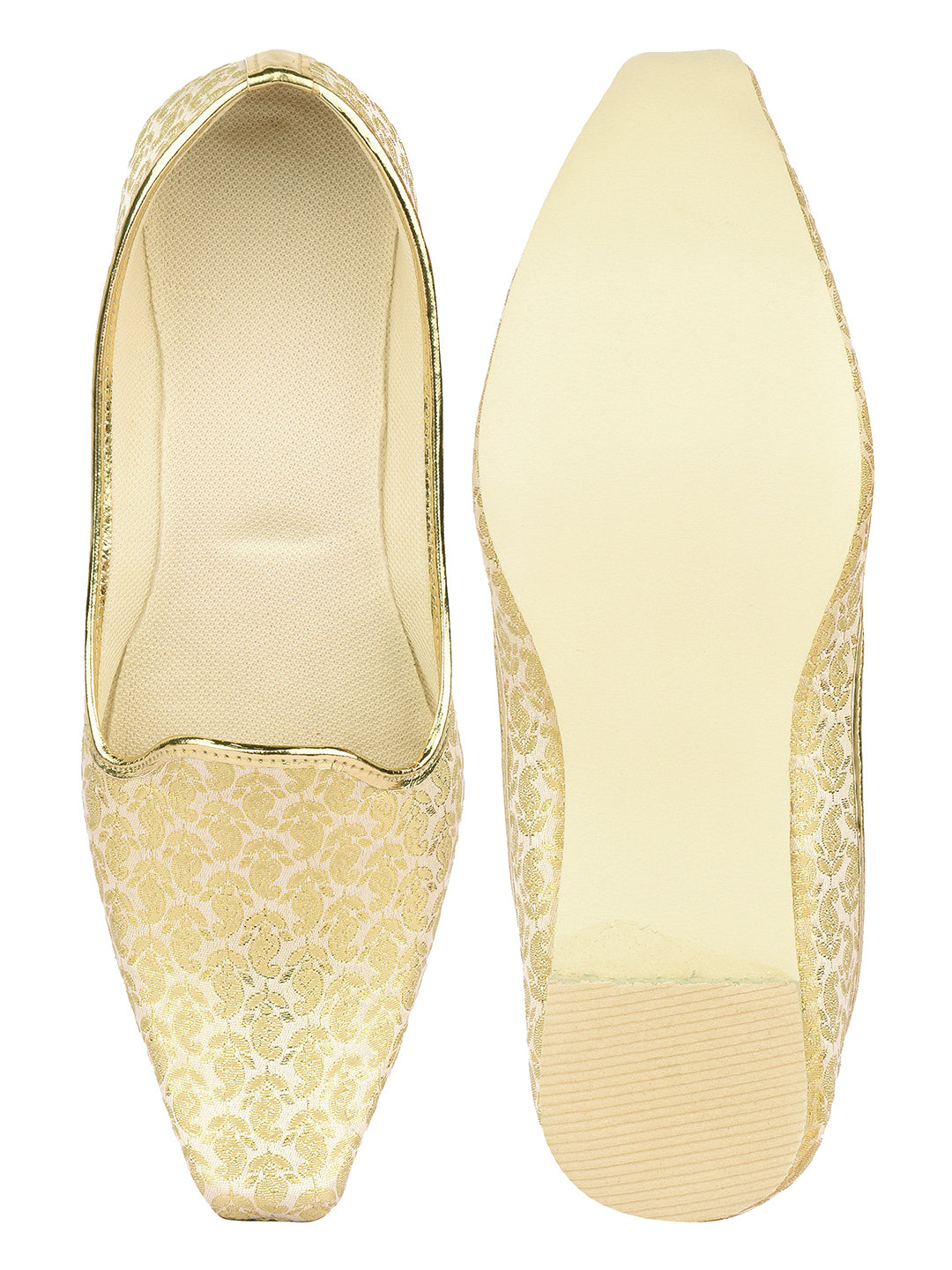 DESI COLOUR Mens Gold Ethnic Footwear/Punjabi Jutti