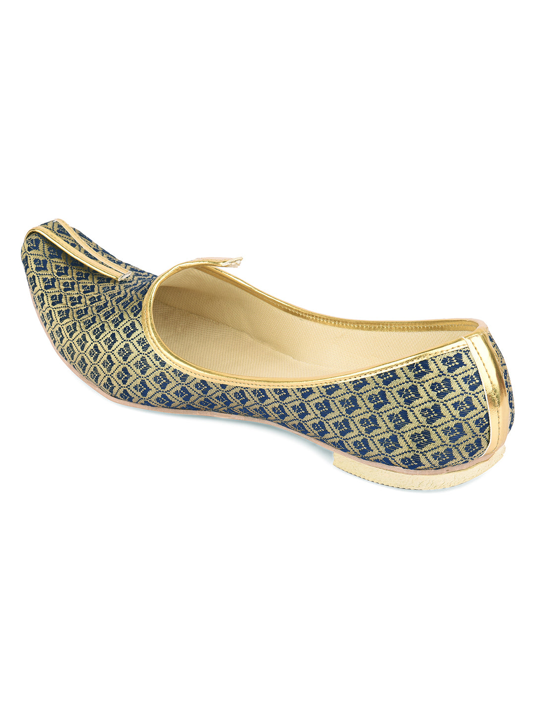 DESI COLOUR Mens Blue Ethnic Footwear/Punjabi Jutti
