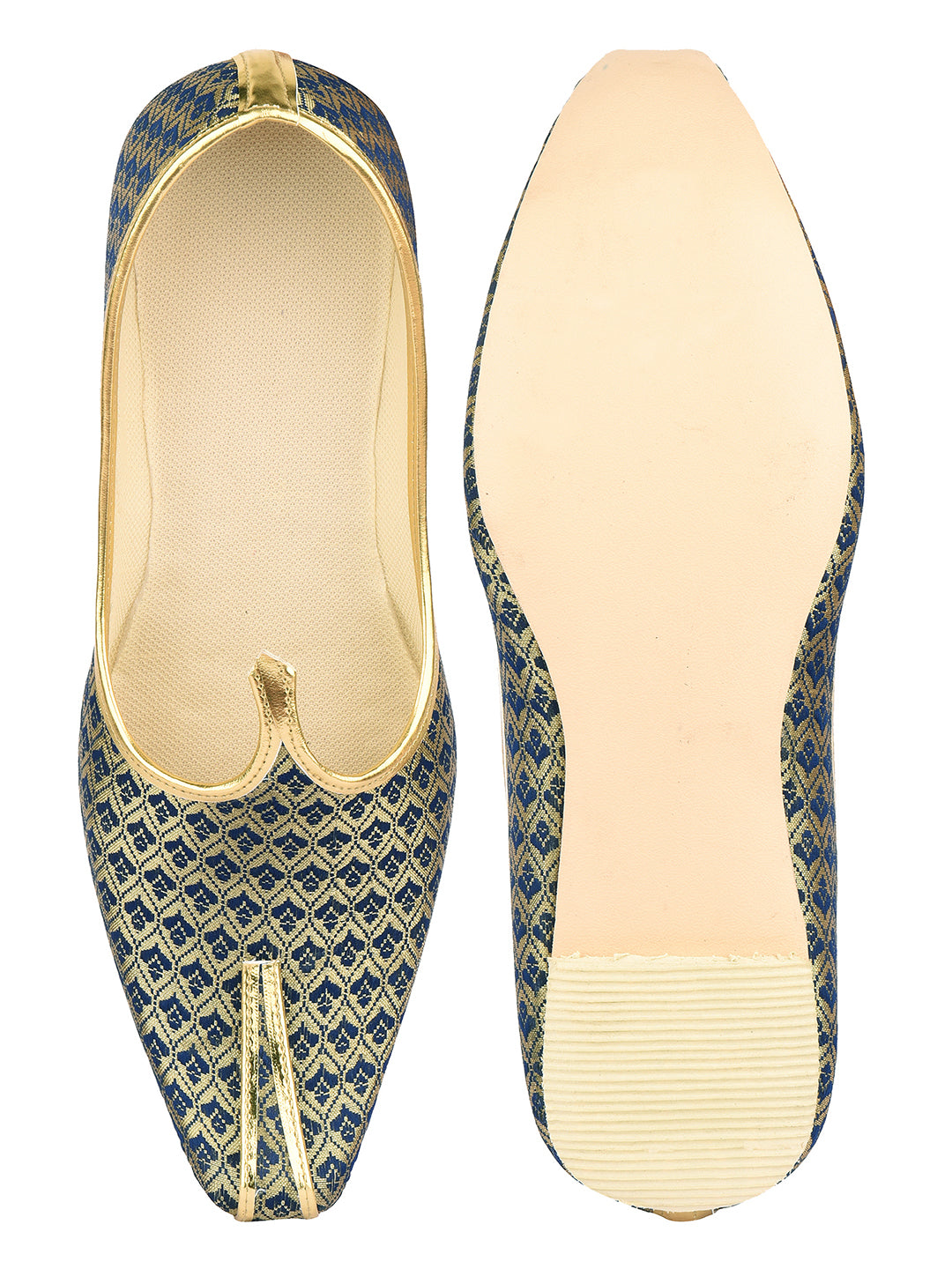 DESI COLOUR Mens Blue Ethnic Footwear/Punjabi Jutti