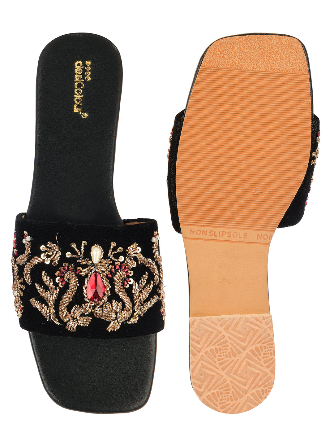 DESI COLOUR Women Black Ethnic Punjabi Jutti