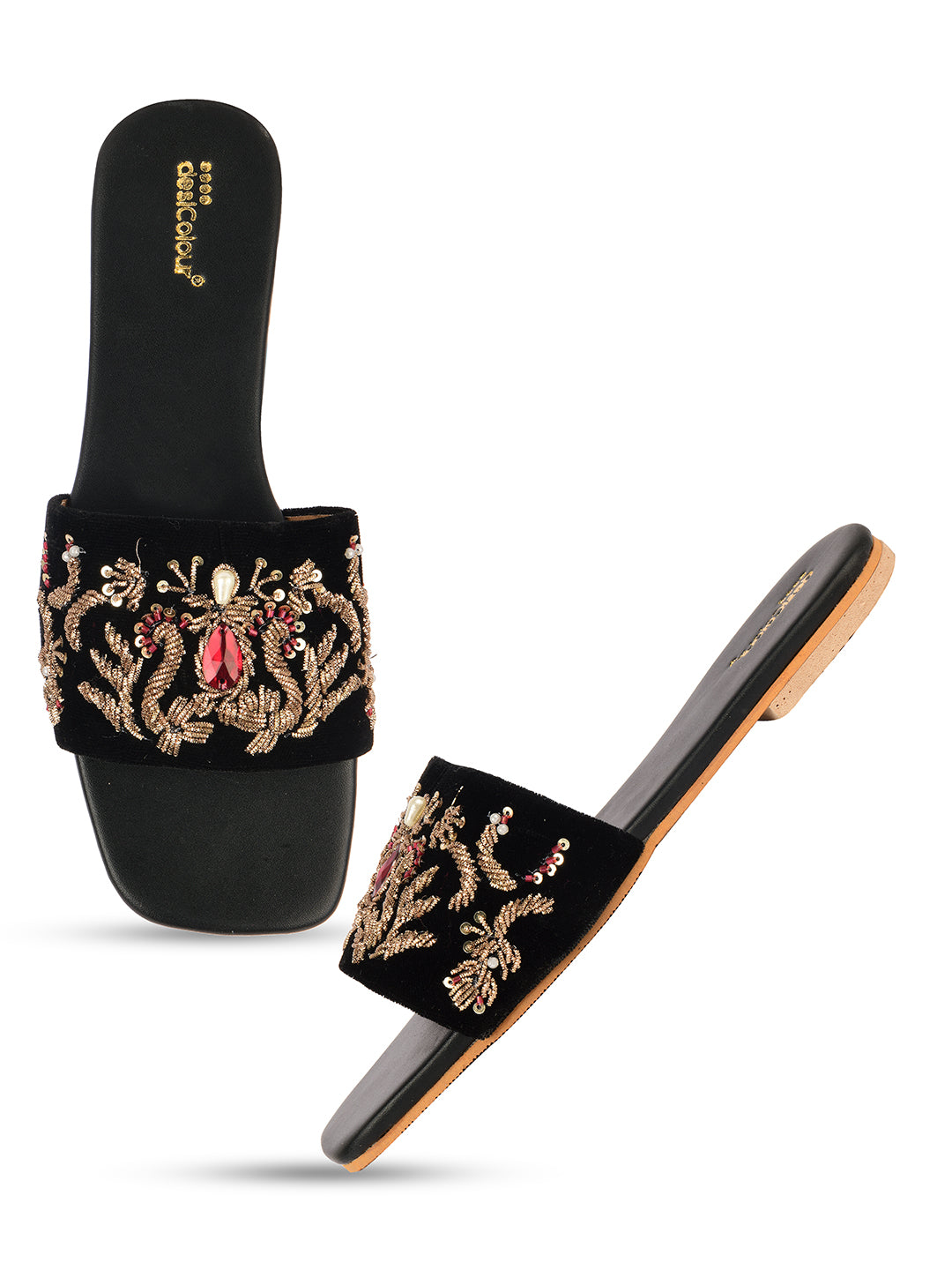 DESI COLOUR Women Black Ethnic Punjabi Jutti