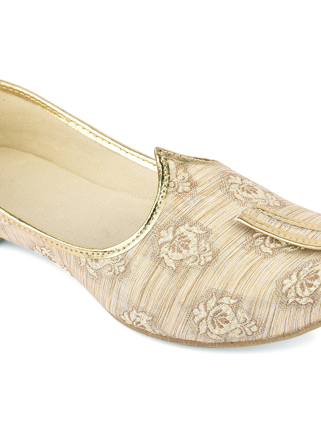 DESI COLOUR Mens Gold Ethnic Footwear/Punjabi Jutti
