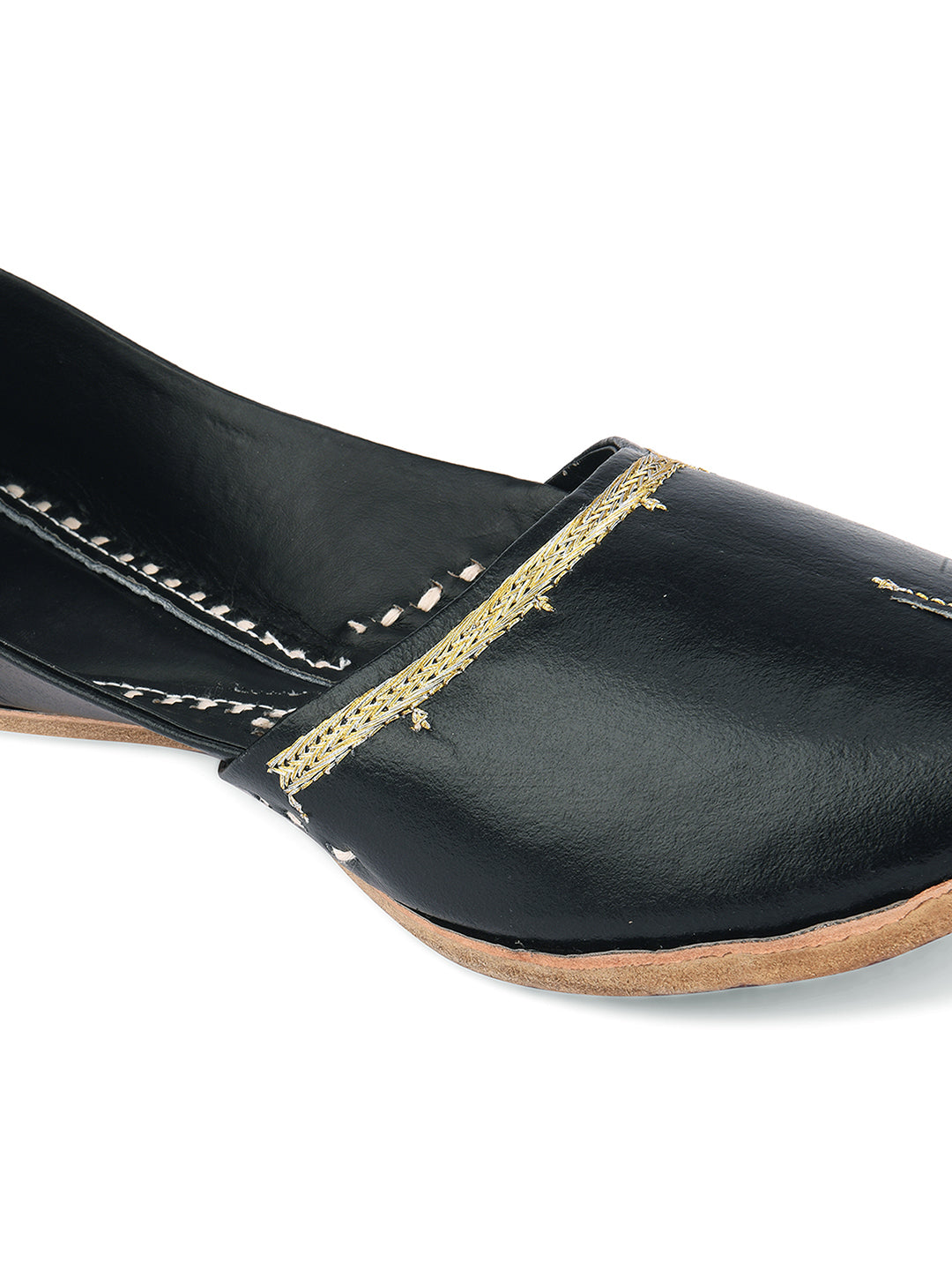 DESI COLOUR Mens Black Ethnic Footwear/Punjabi Jutti