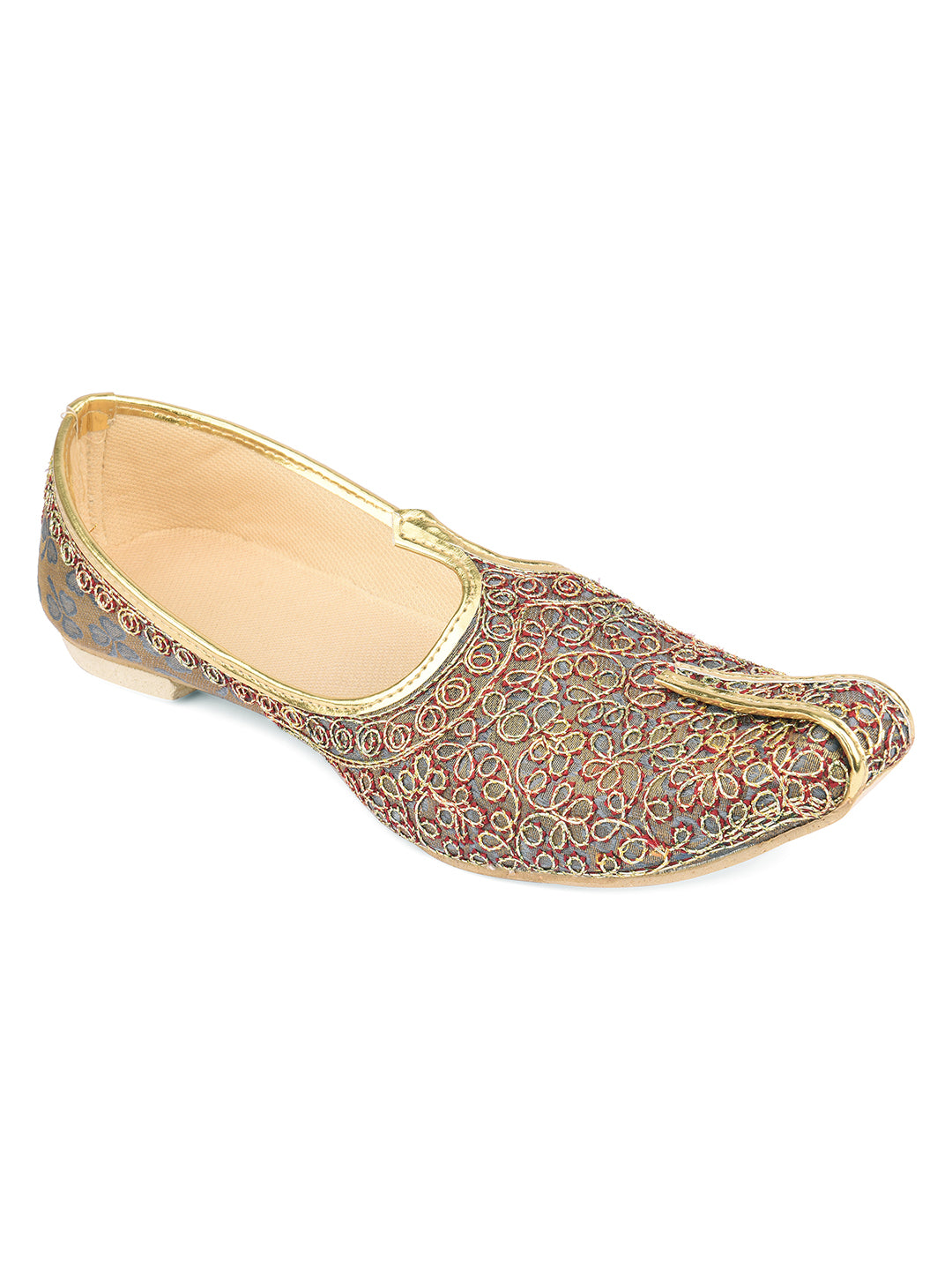 DESI COLOUR Mens Grey Ethnic Footwear/Punjabi Jutti