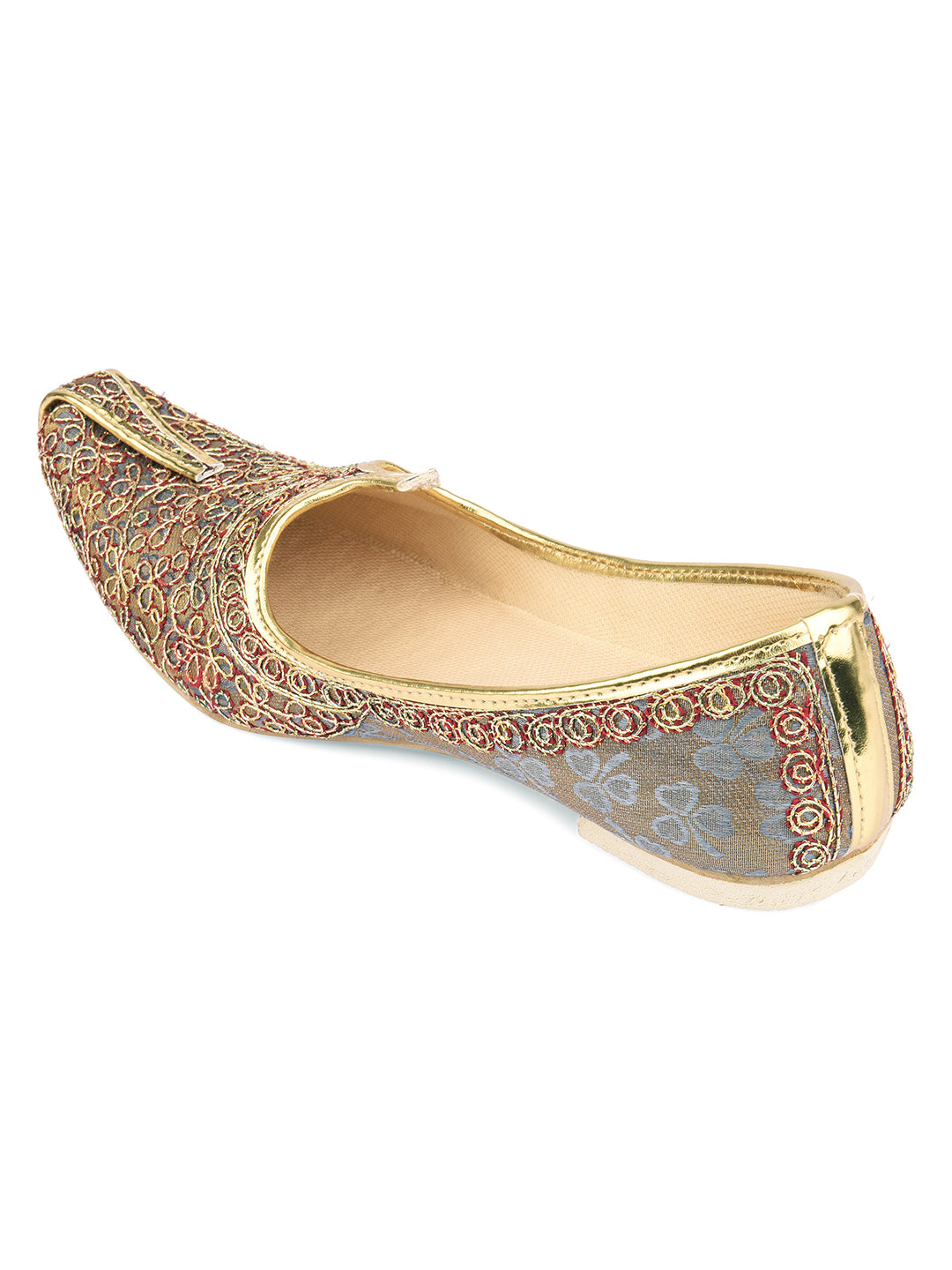 DESI COLOUR Mens Grey Ethnic Footwear/Punjabi Jutti