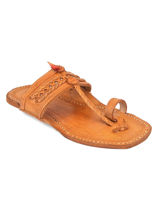 DESI COLOUR Mens Tan Ethnic Footwear/Punjabi Jutti