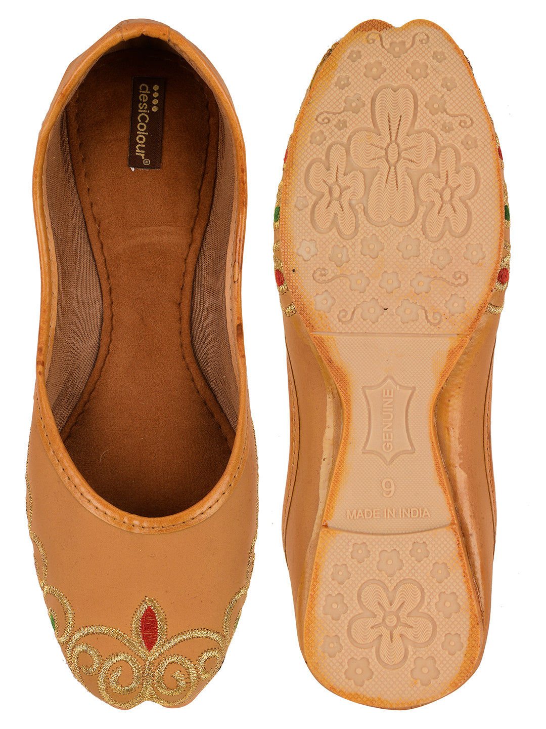 DESI COLOUR Women Tan Ethnic Punjabi Jutti