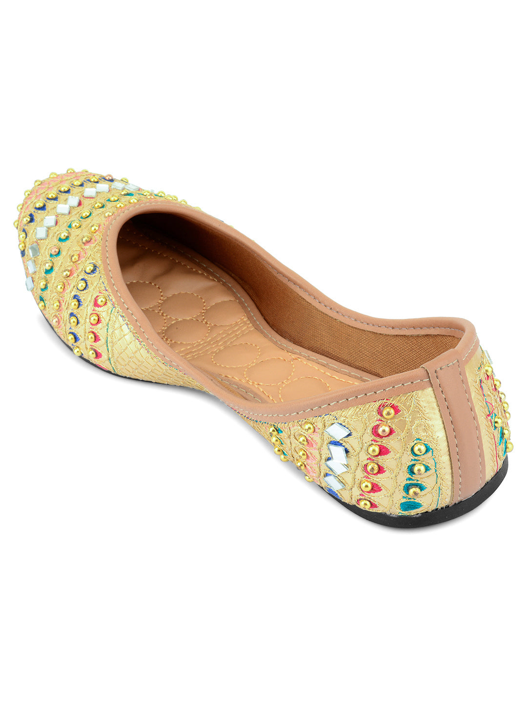 DESI COLOUR Women Gold Embellished Ethnic Comfy Punjabi Jutti