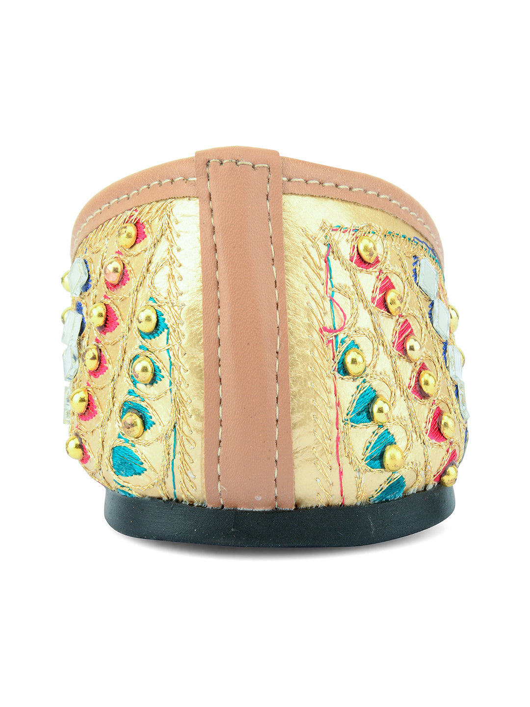 DESI COLOUR Women Gold Embellished Ethnic Comfy Punjabi Jutti