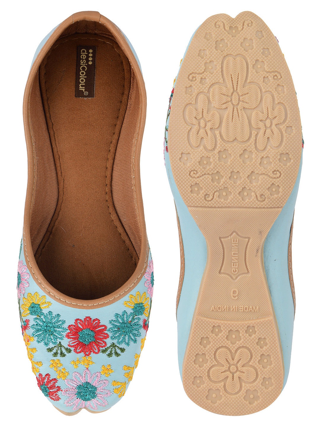 DESI COLOUR Women Blue Ethnic Punjabi Jutti
