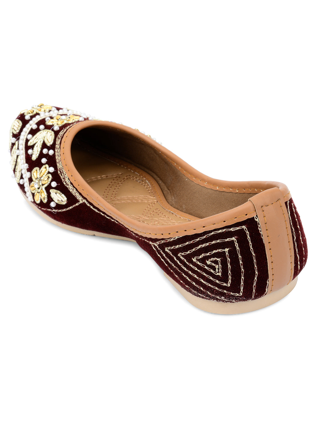 DESI COLOUR Women Maroon Ethnic Punjabi Jutti