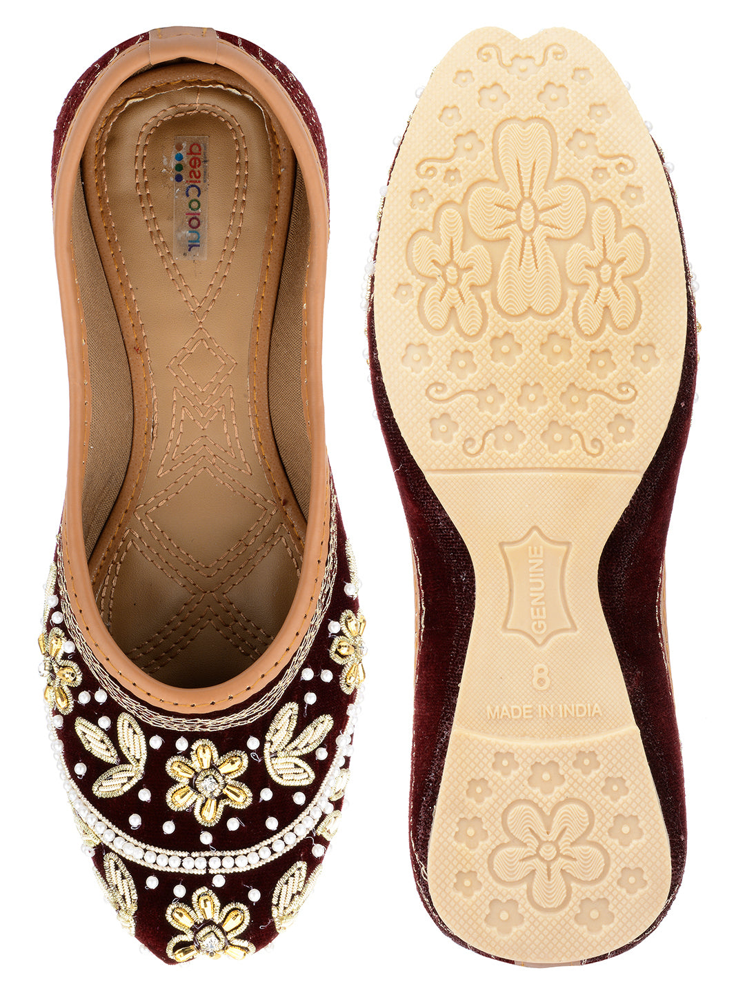 DESI COLOUR Women Maroon Ethnic Punjabi Jutti