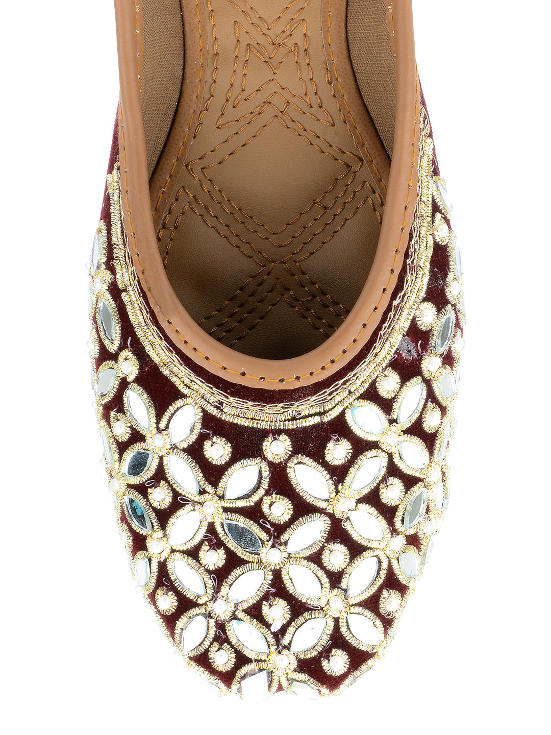 DESI COLOUR Women Maroon Ethnic Punjabi Jutti