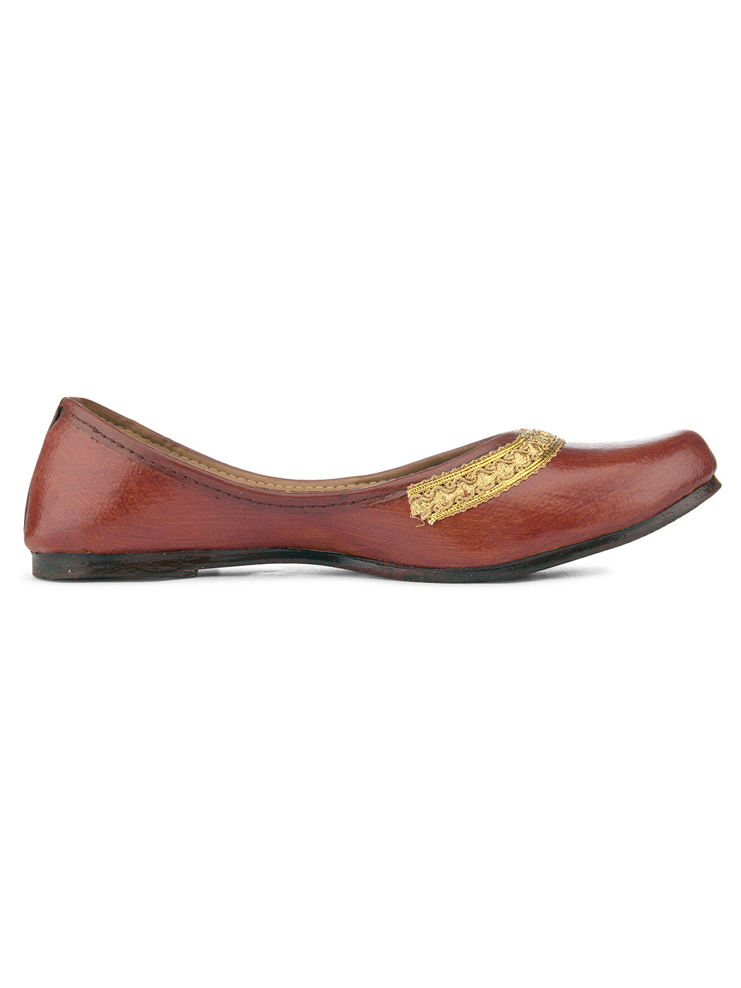 DESI COLOUR Women Brown Ethnic Mojaris Flats