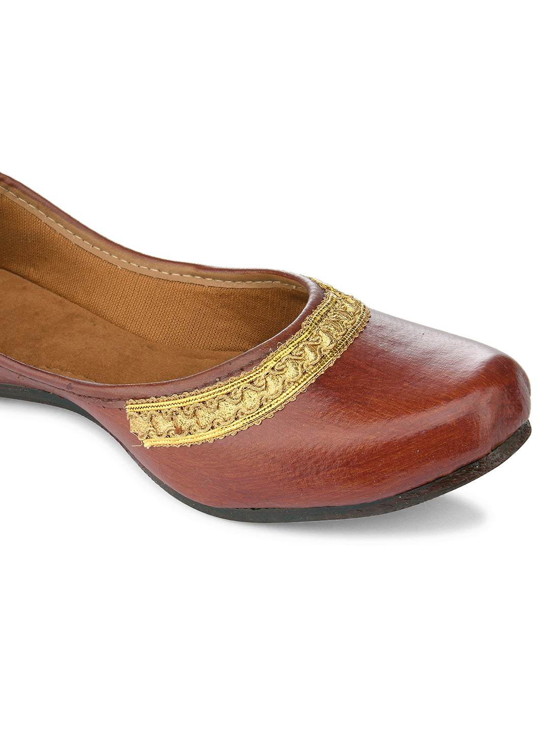 DESI COLOUR Women Brown Ethnic Mojaris Flats