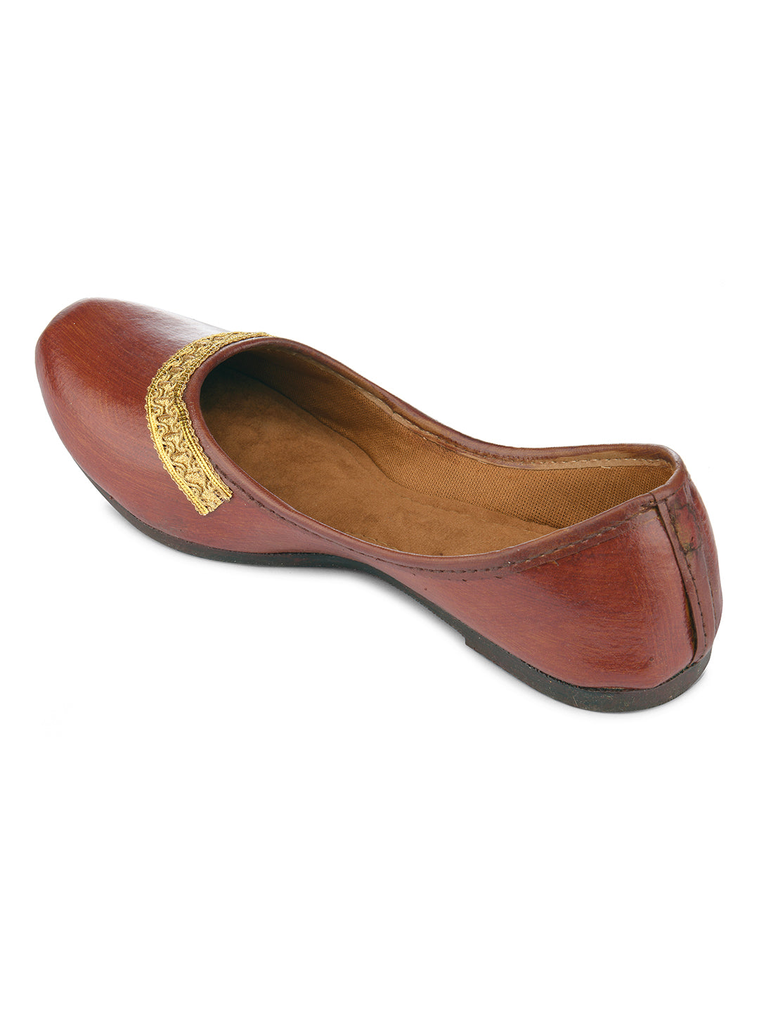 DESI COLOUR Women Brown Ethnic Mojaris Flats