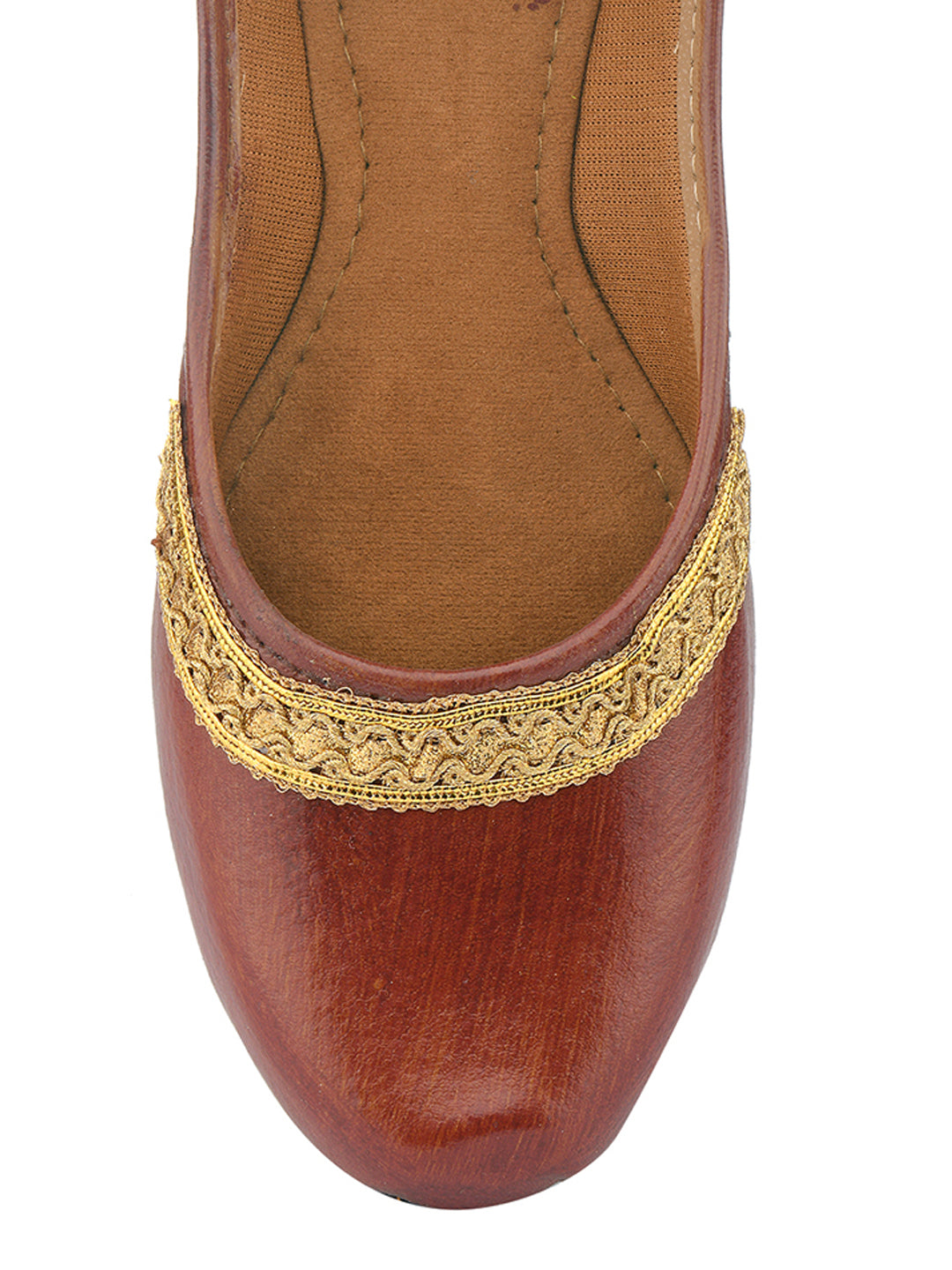 DESI COLOUR Women Brown Ethnic Mojaris Flats