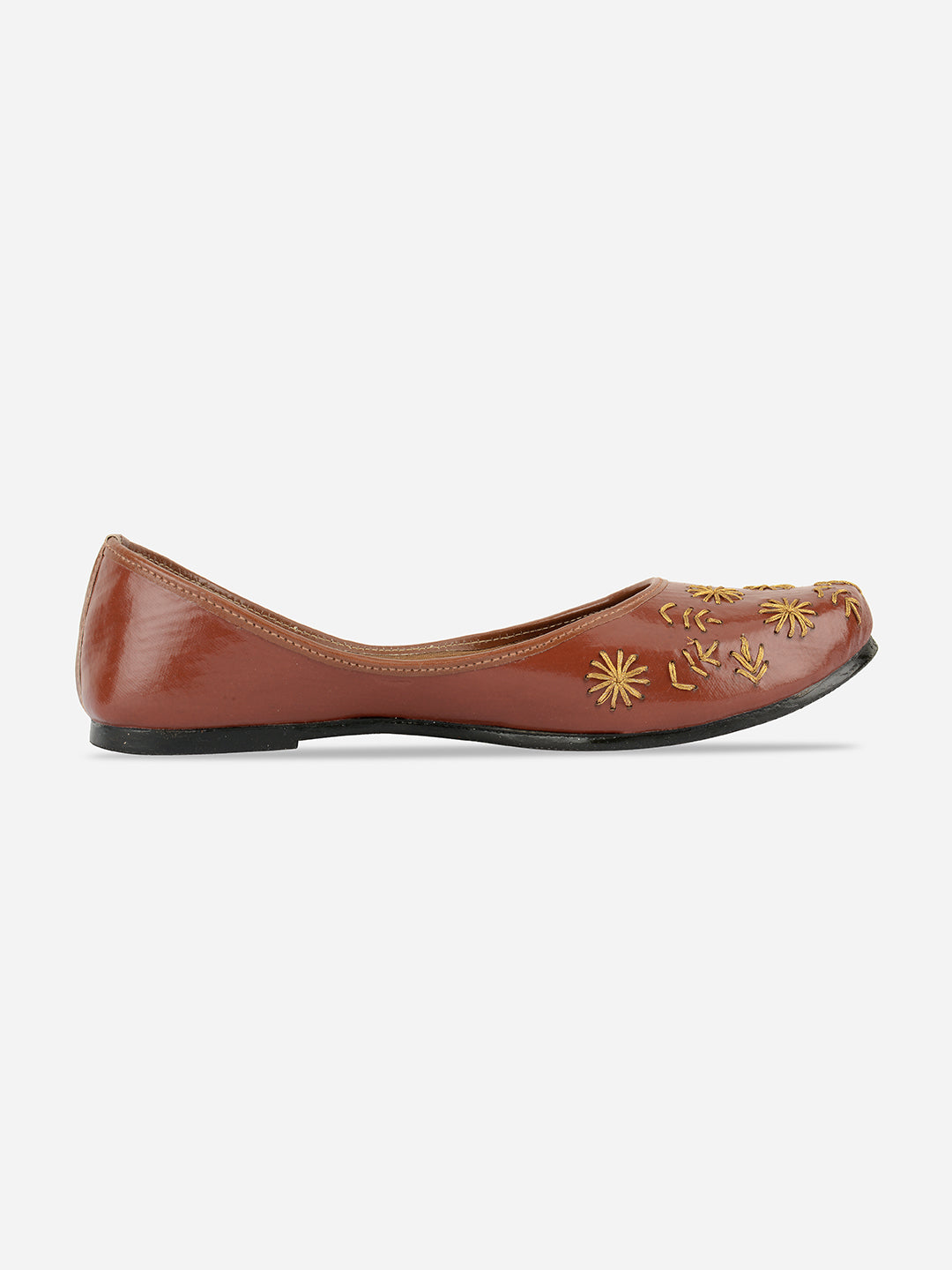 DESI COLOUR Women Brown Ethnic Ballerinas Flats