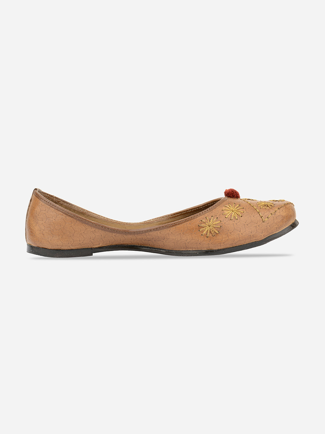 DESI COLOUR Women Brown Ethnic Ballerinas Flats