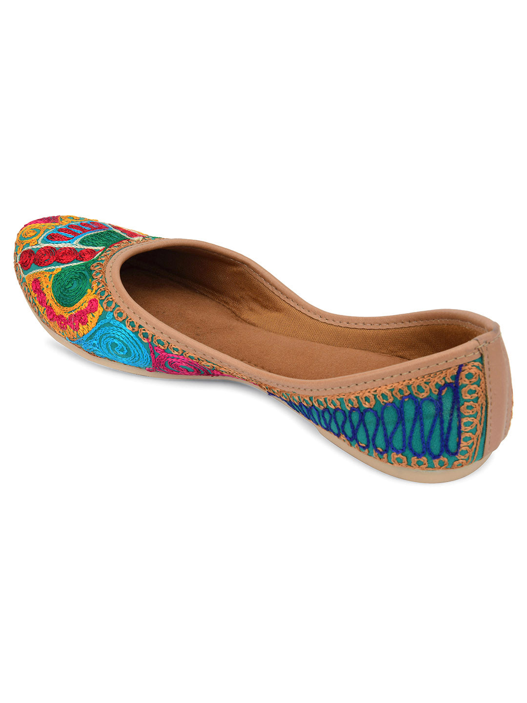 DESI COLOUR Women Multicoloured Embellished Ethnic Mojaris Flats