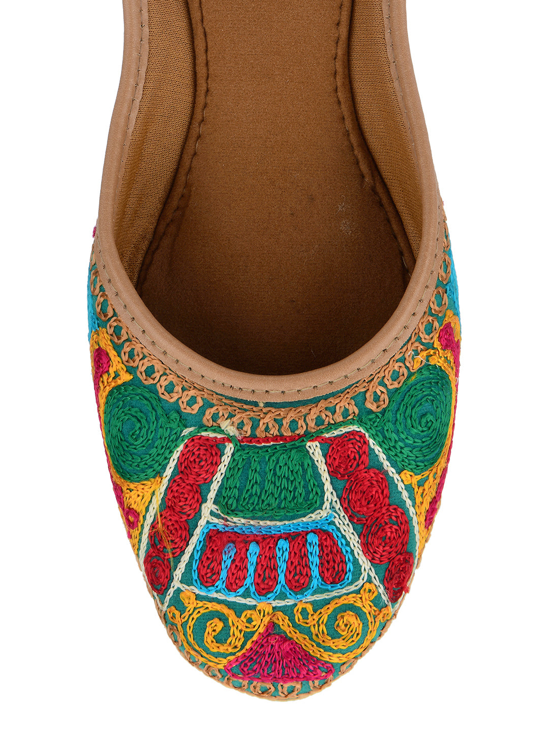 DESI COLOUR Women Multicoloured Embellished Ethnic Mojaris Flats