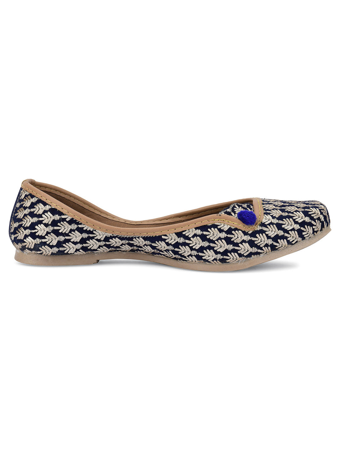 DESI COLOUR Women Black Ethnic Mojaris Flats