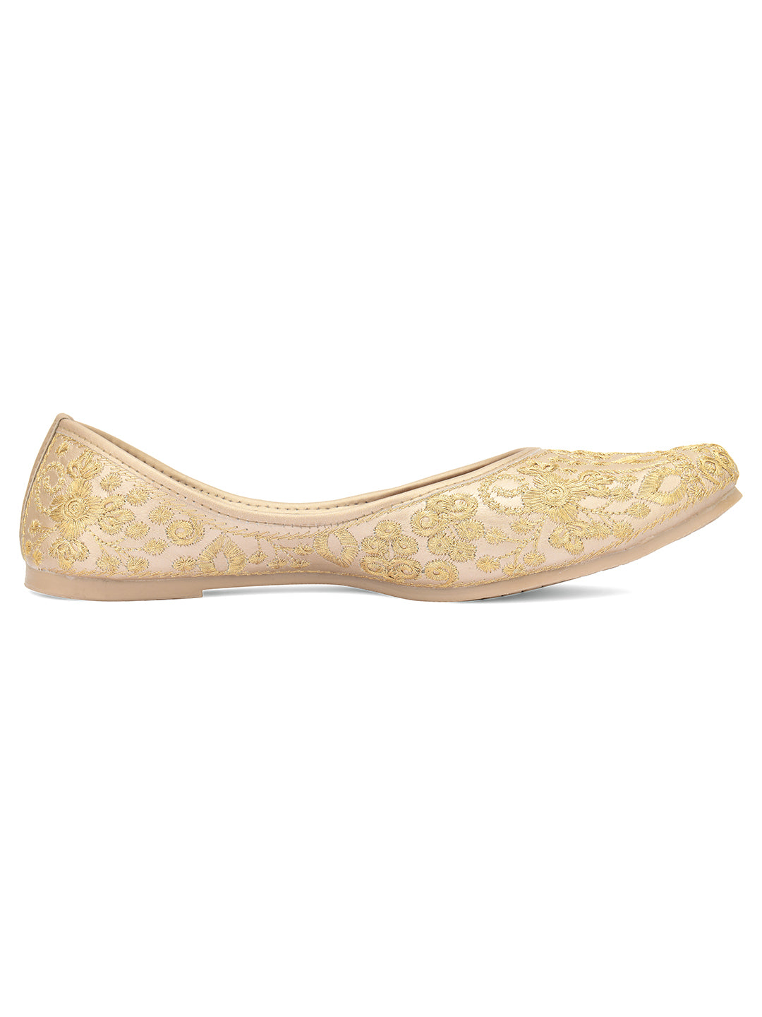 DESI COLOUR Women Gold-Toned Ethnic Mojaris Flats