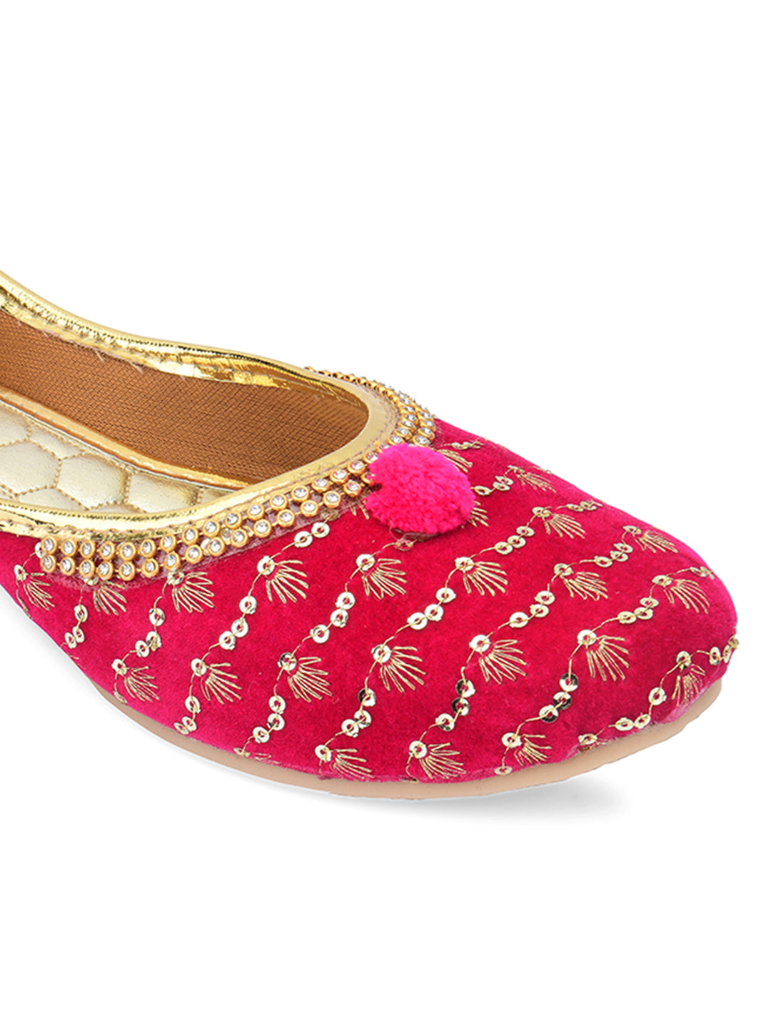 DESI COLOUR Women Pink Printed Ethnic Ballerinas Flats