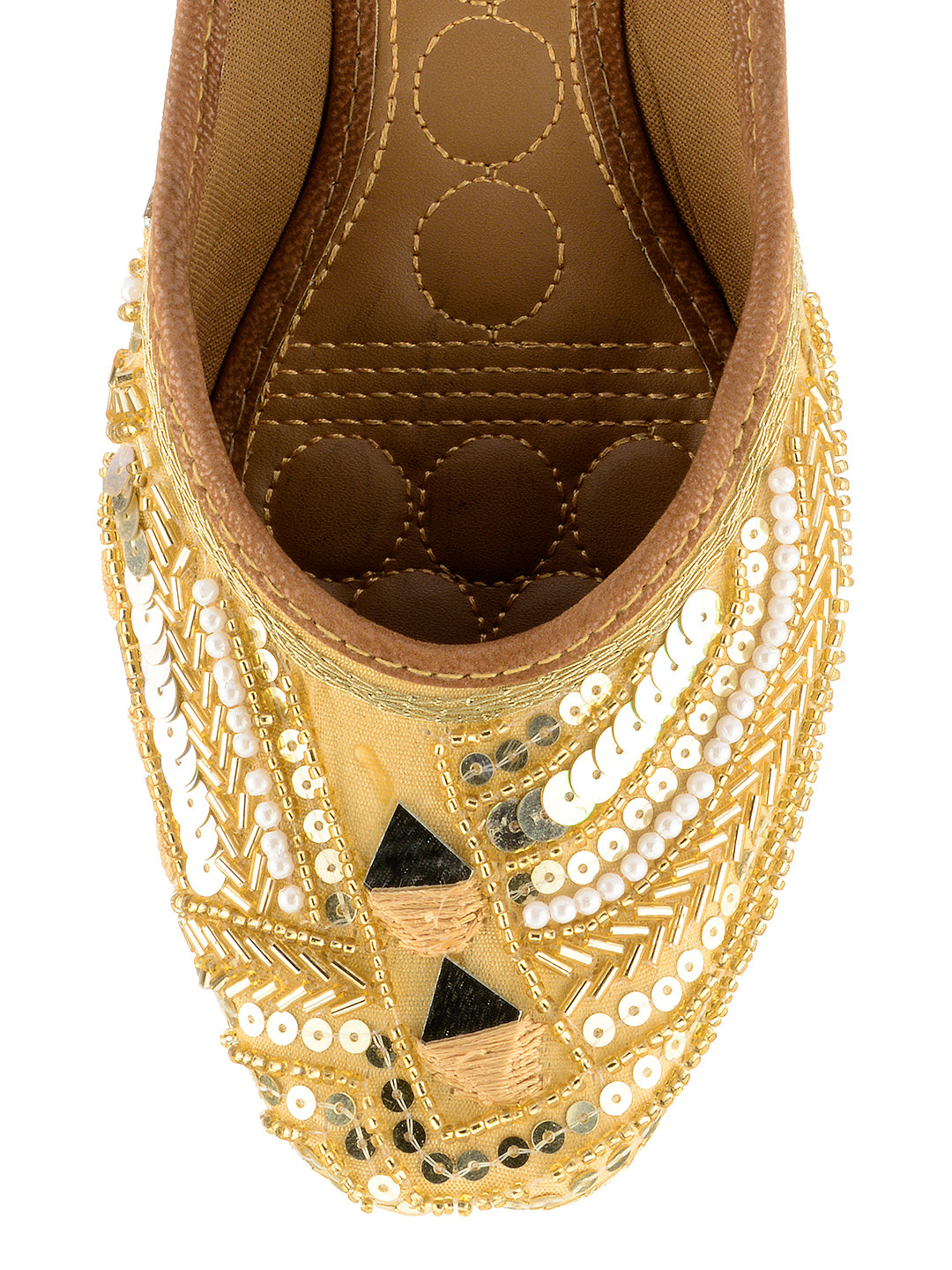 DESI COLOUR Women Gold-Toned Ethnic Mojaris Flats