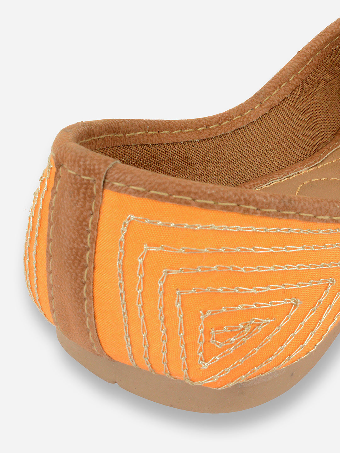 DESI COLOUR Women Orange Ethnic Ballerinas with Laser Cuts Flats