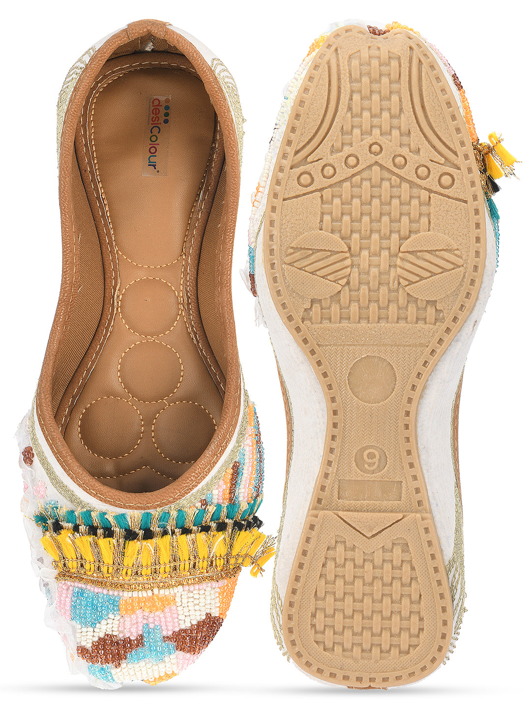 DESI COLOUR Women Multicoloured Ethnic Mojaris Flats