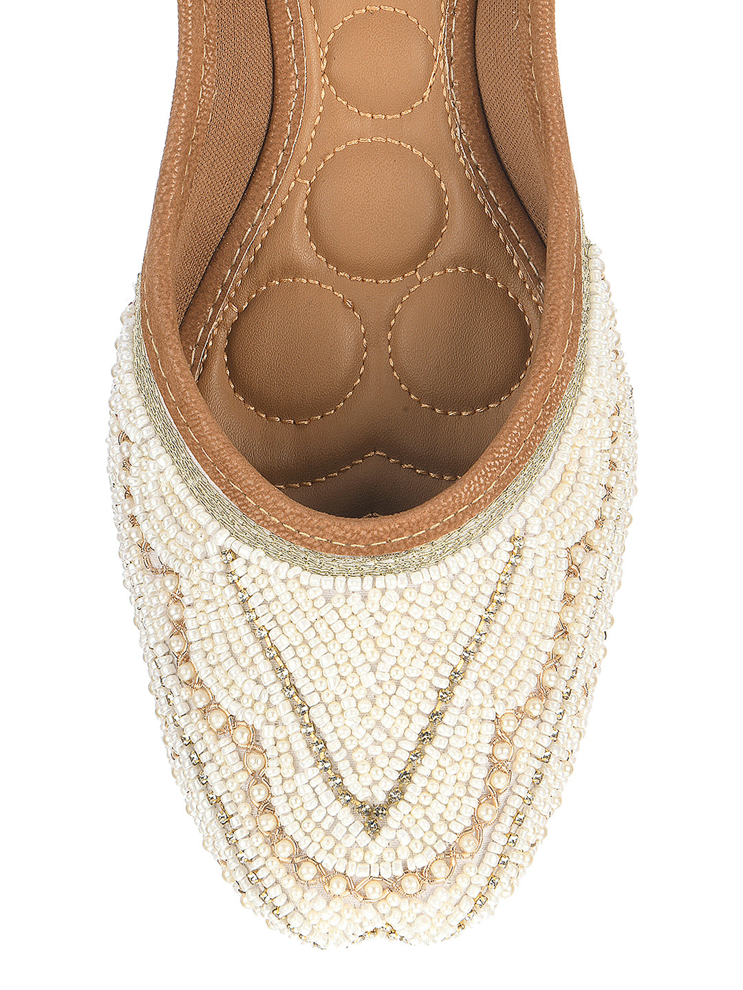 DESI COLOUR Women White Ethnic Mojaris Flats