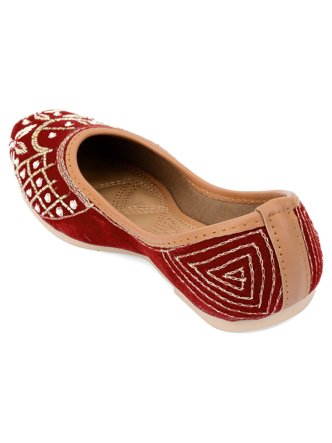 DESI COLOUR Women Red Ethnic Mojaris Flats