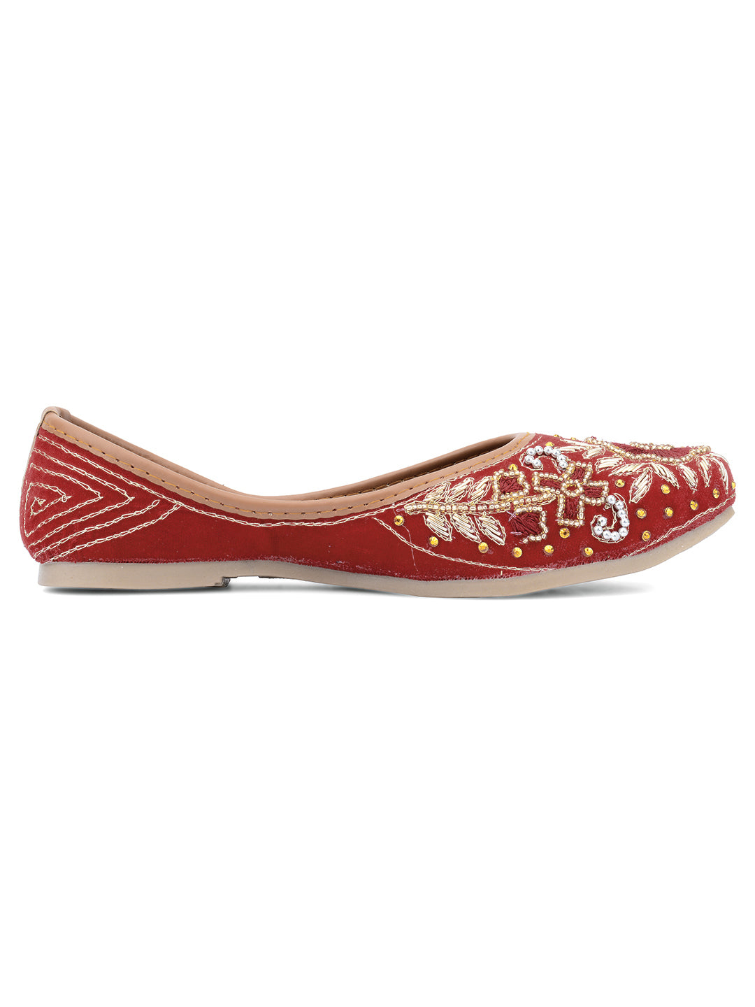 DESI COLOUR Women Red Ethnic Mojaris Flats