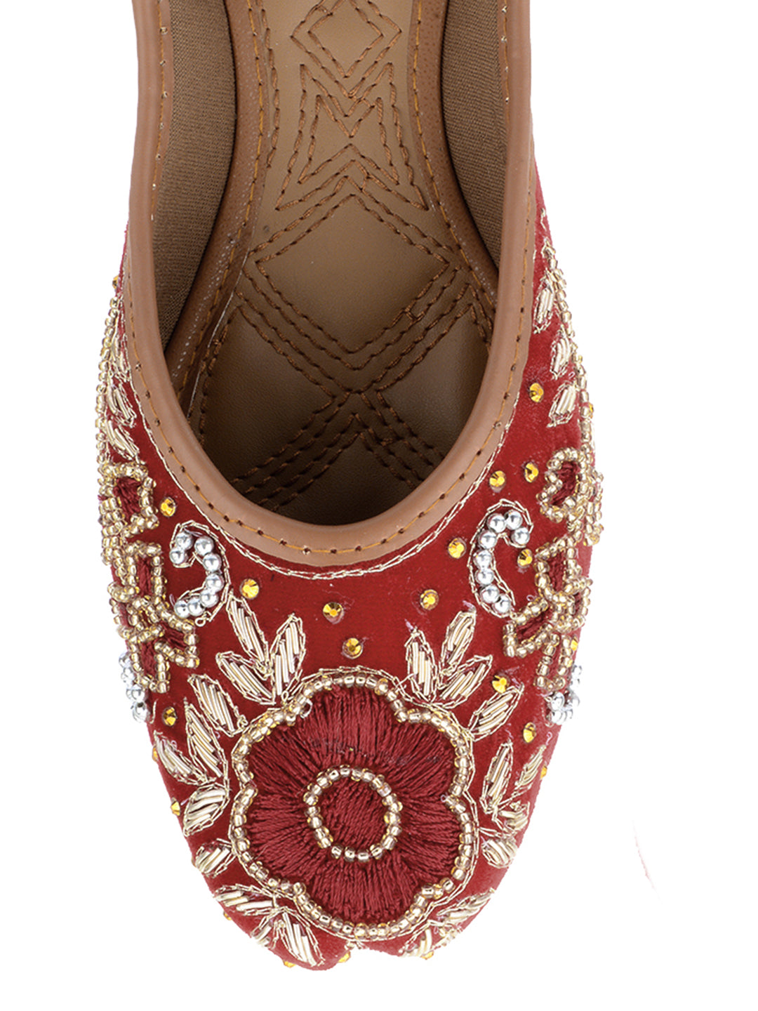 DESI COLOUR Women Red Ethnic Mojaris Flats