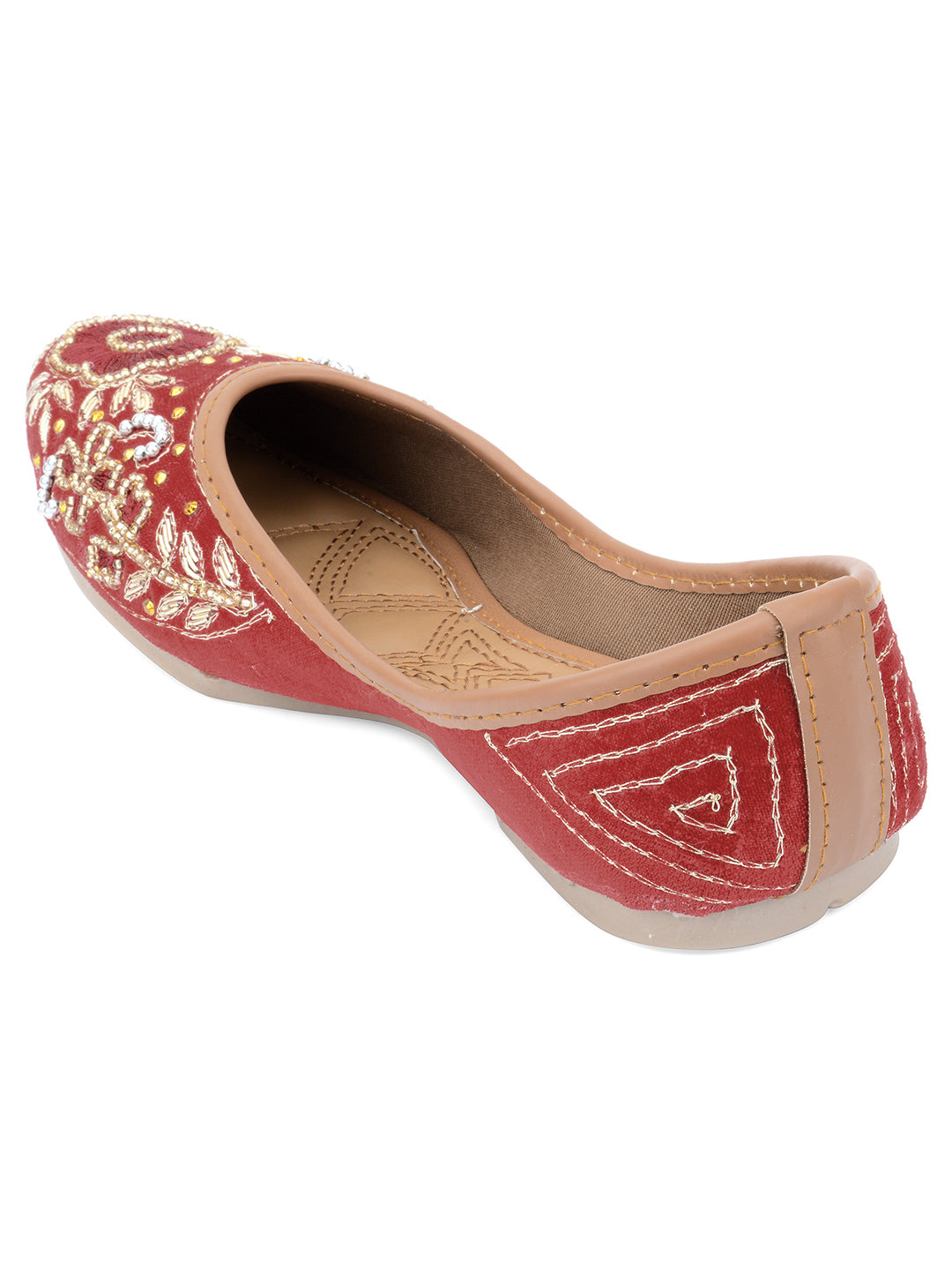 DESI COLOUR Women Red Ethnic Mojaris Flats
