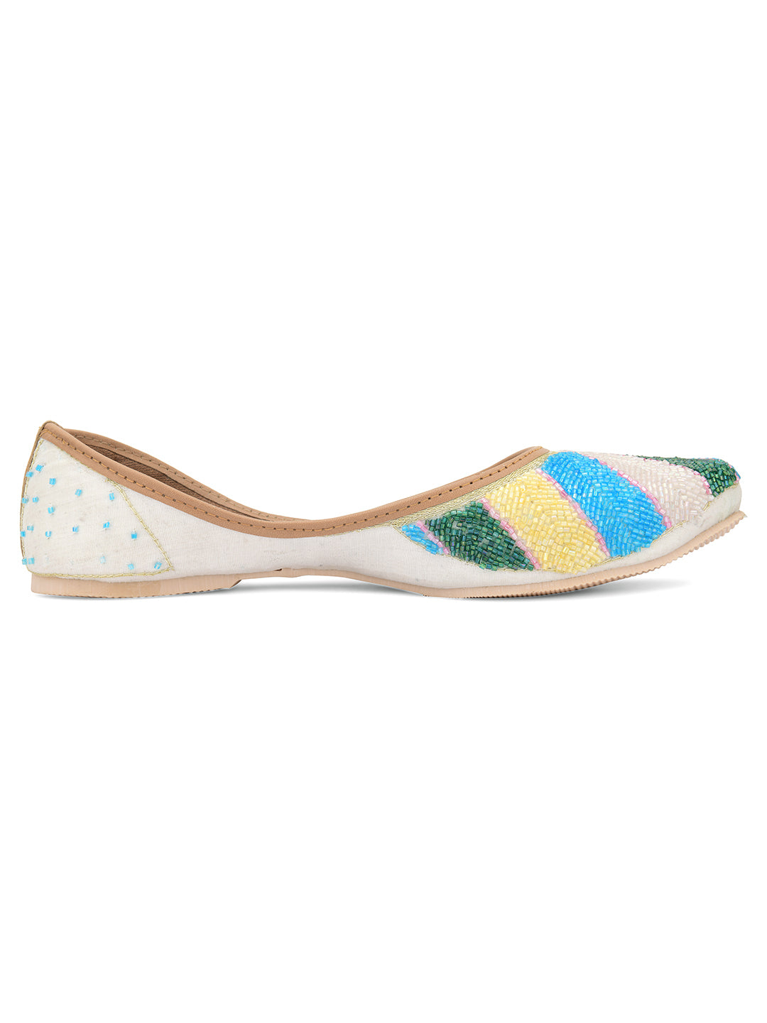 DESI COLOUR Women Multicoloured Printed Ethnic Mojaris Flats