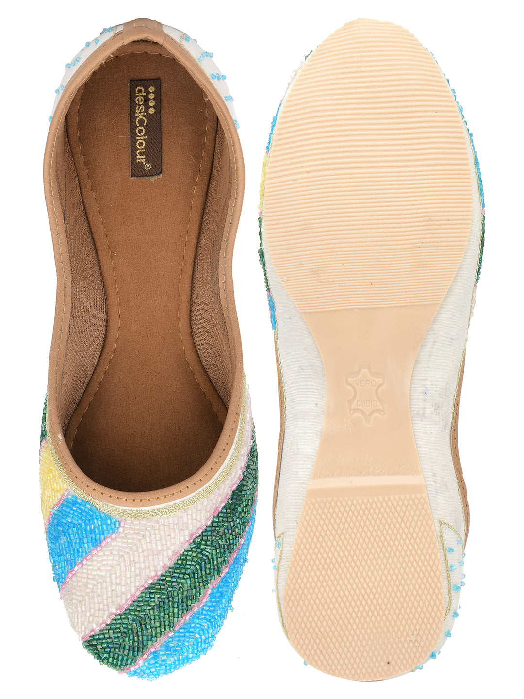 DESI COLOUR Women Multicoloured Printed Ethnic Mojaris Flats