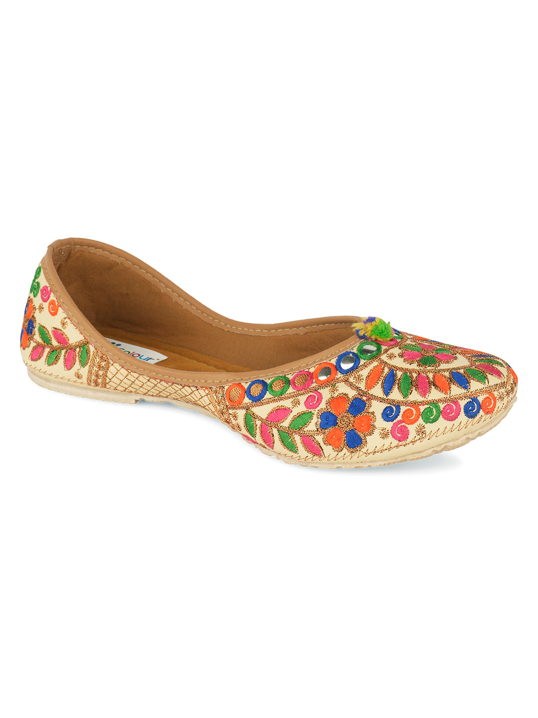 DESI COLOUR Women Multicoloured Embroidered Mojaris